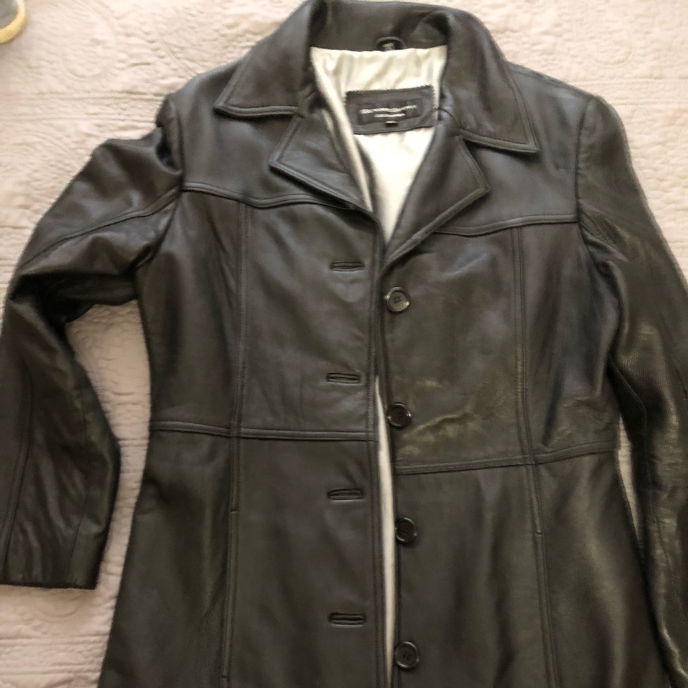 Black leather coat
